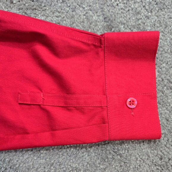 Chico's No Iron 100% Cotton Dark Pink Red Raspberry Button-Up Shirt Capsule - Picture 5 of 7